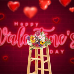 Lofaris Red Love Balloon Bricks Wall Valentines Day Backdrop