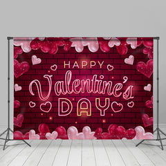 Lofaris Valentines Vibe Romantic Love Hearts Bricks Backdrop