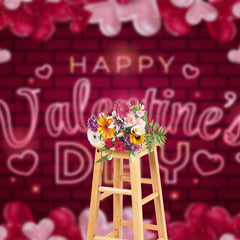 Lofaris Valentines Vibe Romantic Love Hearts Bricks Backdrop