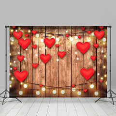 Lofaris Red Hearts Lighted Wooden Valentines Day Backdrop