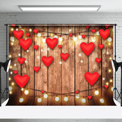 Lofaris Red Hearts Lighted Wooden Valentines Day Backdrop