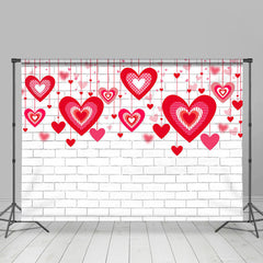 Lofaris Red Hollow Love White Brick Valentines Day Backdrop