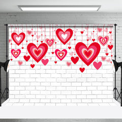 Lofaris Red Hollow Love White Brick Valentines Day Backdrop