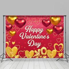 Lofaris Red Gold Balloon Heart Happy Valentines Day Backdrop