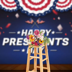 Lofaris Blue Usa Flag Stage Curtain Presidents Day Backdrop