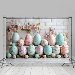 Lofaris Blurry Bricks Wall Color Eggs Easter Photo Backdrop