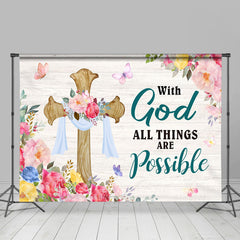 Lofaris Floral With God All Things Possible Easter Backdrop