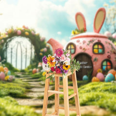 Lofaris Spring Greenery Garden Rabbit Hutch Easter Backdrop