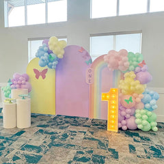 Rainbow Yellow Purple Birthday Arch Backdrop Kit