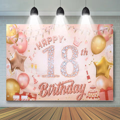 Pink Glitter 18th Happy Birthday Party Backdrop