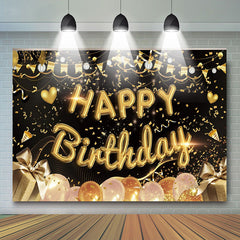 Gold Glitter Balloon Happy Birthday Backdrop Party