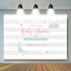 Grey Stripe Moon Baby Shower Party Backdrop