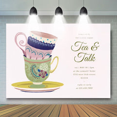 Pink Tea Cup Party Backdrop for Tea Talk