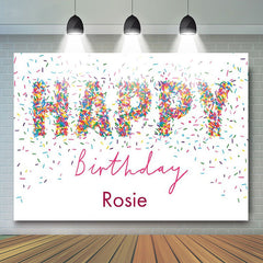 Rainbow Candy Happy Birthday Custom Backdrop