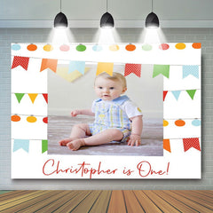 Custom Photo First Birthday Flag Backdrop