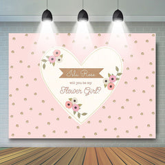 Pink Dots Floral Heart Wedding Backdrop for Couple