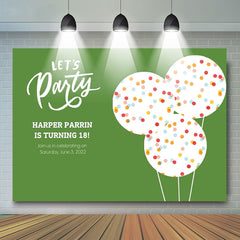 Green Lets Party Balloon Happy Birthday Backdrop