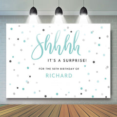 Simple Blue Dot Surprise 50th Birthday Backdrop