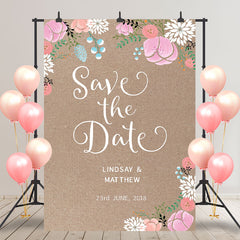 Save the Date Wood Floral Wedding Backdrop
