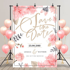Save the Date Pink Floral Couple Wedding Backdrop