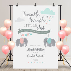 Twinkle Star Elephant Baby Shower Party Backdrop