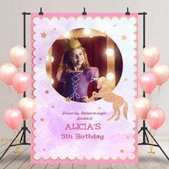 Pink Unicorn Custom Birthday Backdrop for Girl