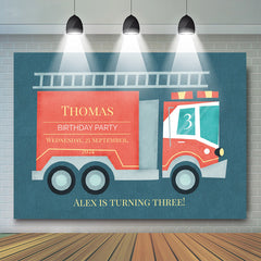 Fire Truck Boy Happy Birthday Theme Backdrop