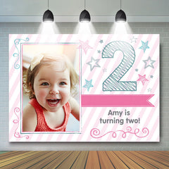 Pink Stripe Custom Photo Birthday Backdrops