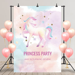 Princess Pink Unicorn Custom Birthday Party Backdrop