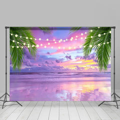 Purple Sea Sunset Palm Summer Photo Backdrop