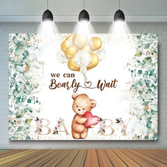 Bearly Wait Balloon Green Baby Shower Party Backdrop