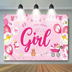 Pink Hello Girl Balloon Toy Baby Shower Backdrop