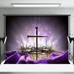 Lofaris Lighted Thorns Cross Purple Easter Photo Backdrop