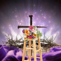 Lofaris Lighted Thorns Cross Purple Easter Photo Backdrop