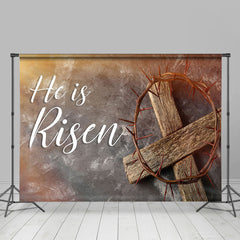 Lofaris He Is Risen Thorns Cross Easter Photography Backdrop