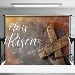 Lofaris He Is Risen Thorns Cross Easter Photography Backdrop