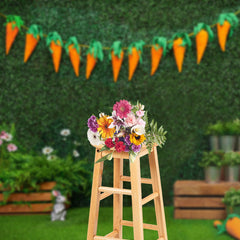 Lofaris Brick Greenery Wall Carrot Bunny Easter Backdrop