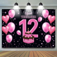 Pink Balloon Cake Official Teenager 12th Backdrop