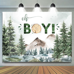 Wild Field Forest Trees Oh Boy Baby Shower Backdrop