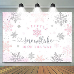 Pink Little Snowflake Winter Baby Shower Backdrop