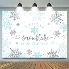 Blue Little Snowflake Winter Baby Shower Backdrop