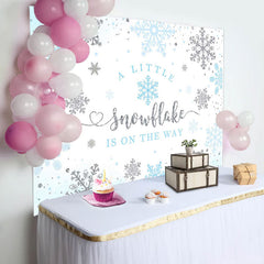 Blue Little Snowflake Winter Baby Shower Backdrop