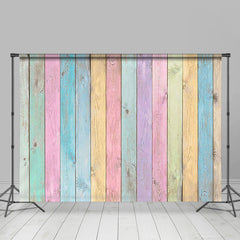 Lofaris Colorful Retro Wood Grain Easter Photo Backdrop