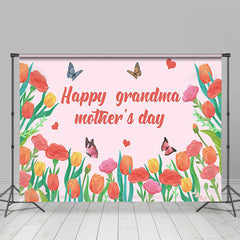 Lofaris Floral Butterfly Happy Grandma Mothers Day Backdrop