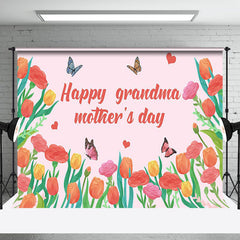 Lofaris Floral Butterfly Happy Grandma Mothers Day Backdrop