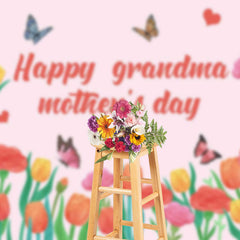 Lofaris Floral Butterfly Happy Grandma Mothers Day Backdrop