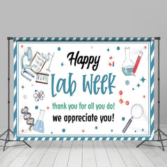 Lofaris Blue White Stripe Thank You Happy Lab Week Backdrop