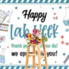 Lofaris Blue White Stripe Thank You Happy Lab Week Backdrop