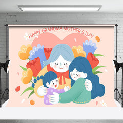 Lofaris Family Floral Happy Grandma Mothers Day Backdrop