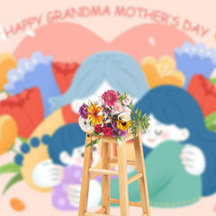 Lofaris Family Floral Happy Grandma Mothers Day Backdrop